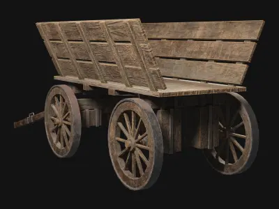 Medieval Wooden Cart 1  Low-poly 3D model