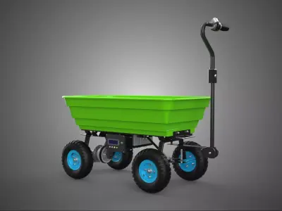 MOTORIZED ASSIST CARGO CART TROLLEY WHEELBARROW GARDEN WAGON BIN 3D model