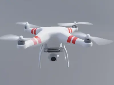 Semi Realistic Low poly White Drone Low-poly 3D model