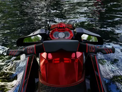 Jetski sci-fi red-black detailed model 3D on Blender 3D model