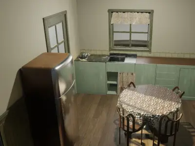 isometric interior dinning room 3D model