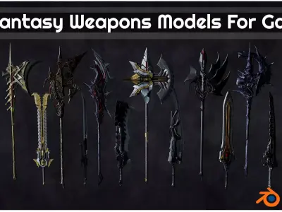 Fantasy Weapons Models For Games with Textures Low-poly 3D model