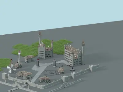 Game Ready Castle gate Low-poly 3D model
