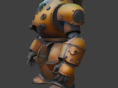 Armored Exosuit Game-Ready Sci-Fi 3D Model with PBR Textures Low-poly 3D model