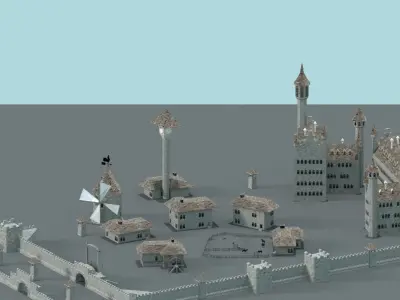 Game Ready Castle gate Low-poly 3D model