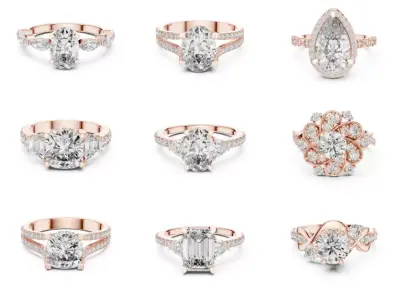 100 Woman Rings 3DM STL with 3 COLOR photos and videos 3D print model
