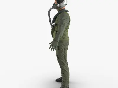 US Military Jet Fighter Pilot 3D model