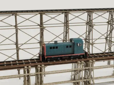 Railway Bridge 3D models complete of locomotive 3D 3D Model Pack