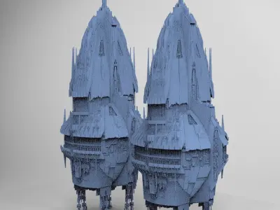 Sci-Fi Shuttle launcher moon base city Top 2  3D model