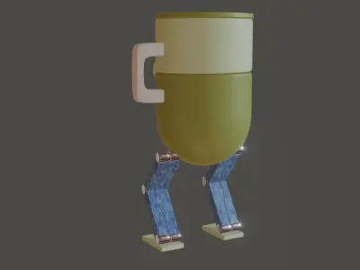 Walking Coffee Mug Robot  3D Model 3D model