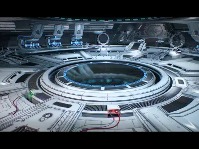 Sci Fi Hangar Interior - game ready 3D model