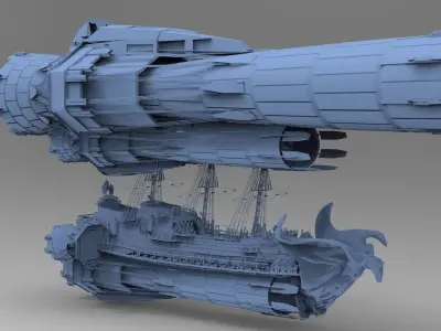 Sci fi Airship Space design 4 3D model