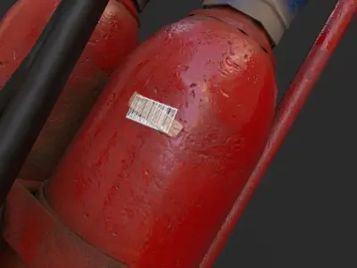 Wheeled Fire Extinguisher Low-poly 3D model