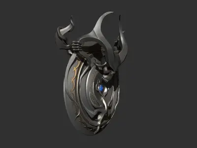 Shield high poly with horns 3D model