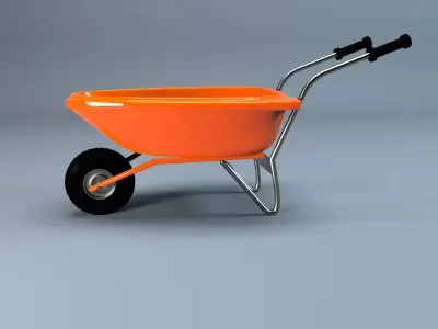 Wheelbarrow orange - orange Free low-poly 3D model