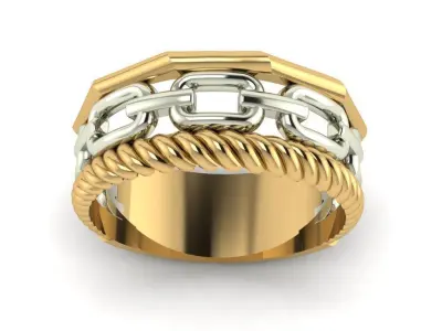 portofino ring with yellow and white gold 3D print model