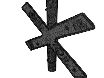 Rusty Railroad Crossing Sign 3D model