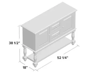 Antique Oak Tanner Country Sideboard 3D model