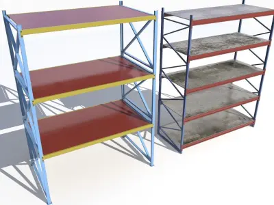 Industrial shelves 6 Low-poly 3D model