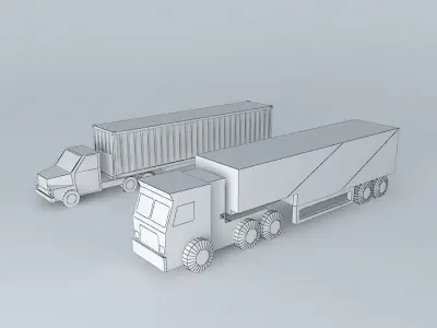 trucks truck and trailer Free 3D model