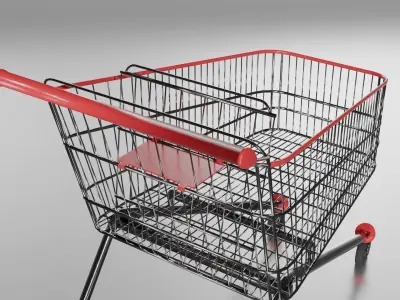 supermarket trolley Low-poly 3D model