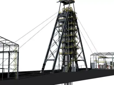 Complete underground mine installation 3D model