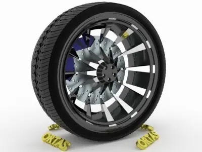 ORTAS CAR WHEEL RIM 132 GAME READY WHEEL RIM TIRE 3D model