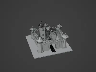 Low Poly Castle Red Low-poly 3D model
