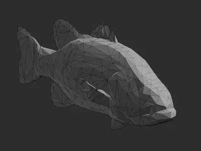 Low Poly Spotted Bass Low-poly 3D model
