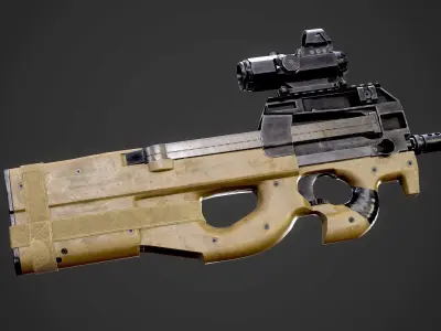 FN P90 Submachine Gun AAA Game Ready Asset Low-poly 3D model purchase