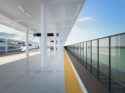 High-Speed Railway Station  Low-poly 3D model