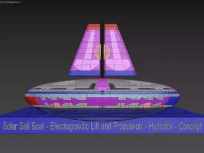 Solar Sail Boat - Electrogravitic lift and propulsion - Concept 3D model