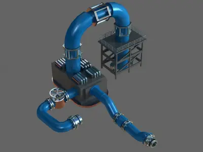 realistic Industrial pipes pipe tube tubes iron metal Valve 3D model