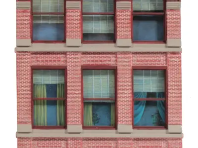 Building model toy brick with windows Free 3D model