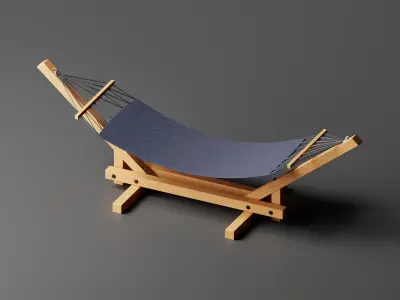 Wooden Rocking Hammock 3D Model Low-poly 3D model