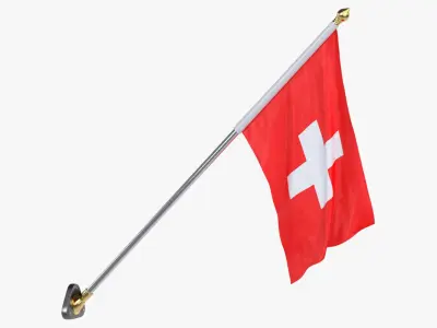 Switzerland Cloth Flag Wall Mount Animated 3D model