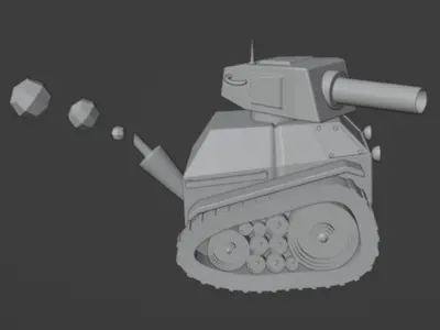 Tank Yellow Low-poly 3D model