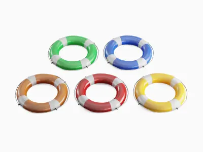 Lifebuoy Set Low-poly 3D model