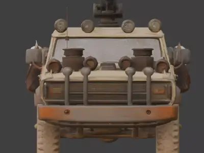 Post-Apocalyptic Outlaw Battle Truck 3D Model Low-poly 3D model