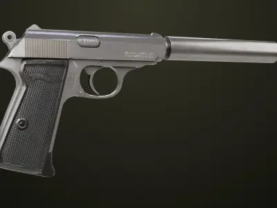 Pistol 05 Silver Generic All PBR Unity UE Textures Included Low-poly 3D model