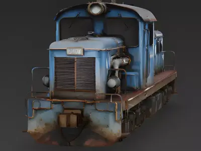 Realistic 1990s Rail Shunter Locomotive 3D Model Low-poly 3D model