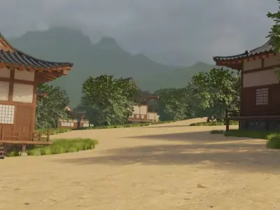 Mountain Village Landscape 3D model 2
