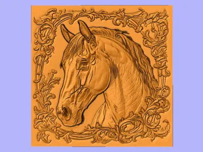 STL FILE CABECA DE CAVALO EM MOLDURA FLORIDA 3D model
