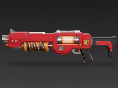Cartoon Cyber Red Shotgun 3D Model PBR Low-poly 3D model