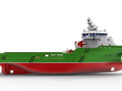 The Green Anchor Handling Tug Supply Low-poly 3D model