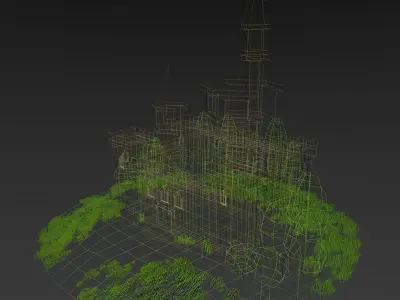 LowPolyCastle castle on island Low-poly 3D model