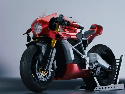 Red Racing Bike 3D model
