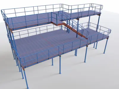 Industrial Platform Modular Low-poly 3D model