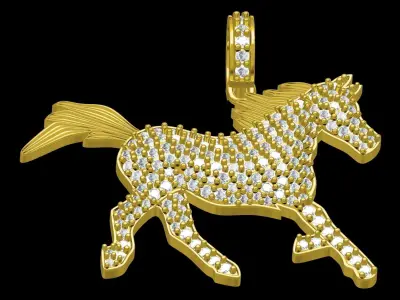 Antique Diamond Horse Pendant 3D print model