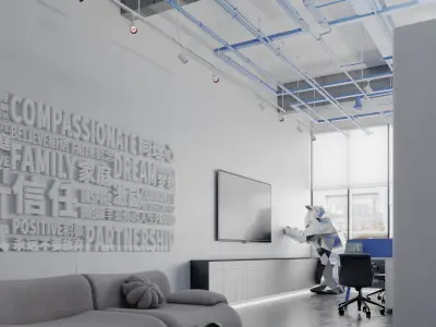 Modern industrial style loft office lobby-cr 3D model